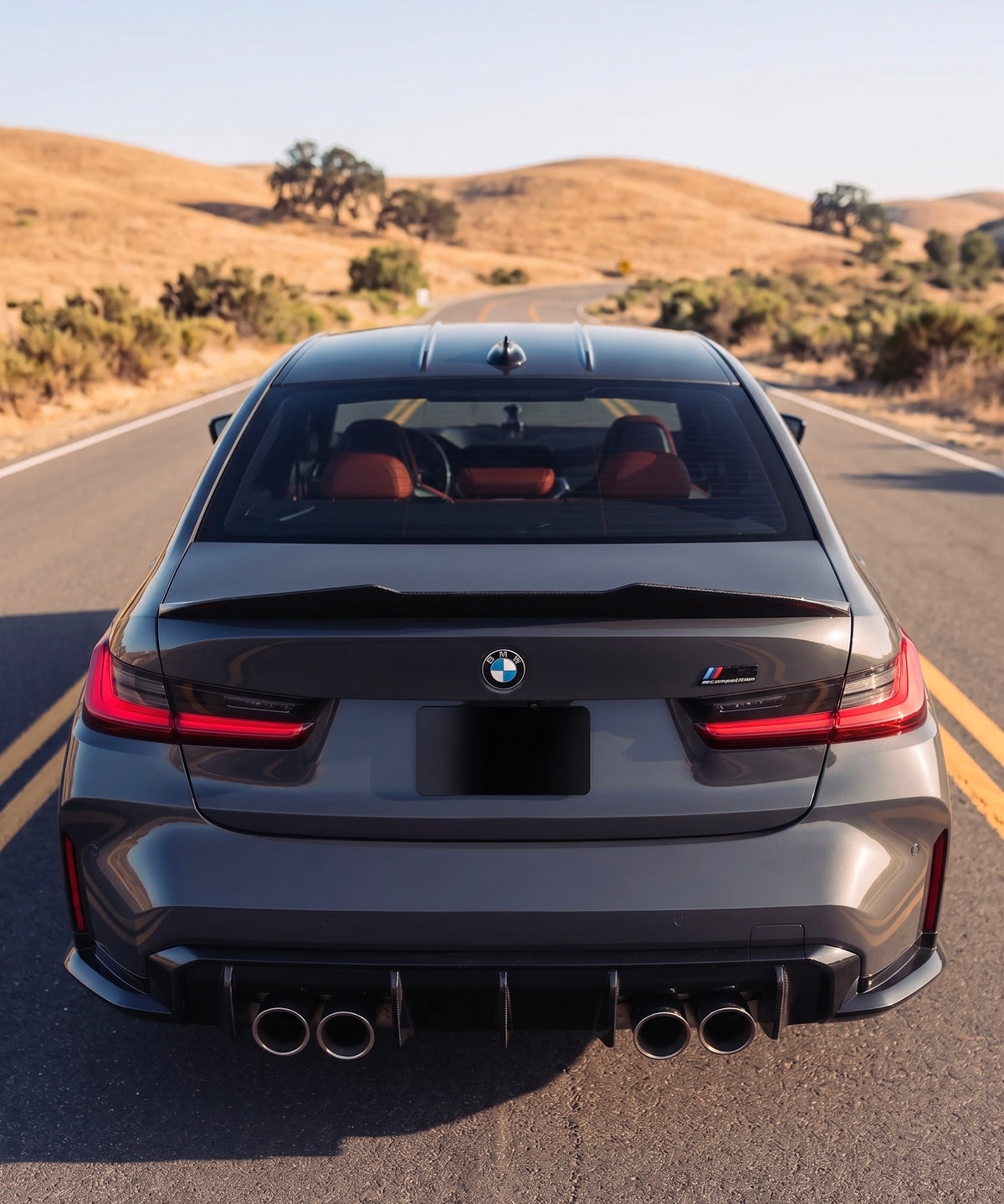 BMW G80 M3 Carbon Fiber Rear Diffuser, Upper Bumper Trim Set, Mirror Caps, & Spoiler (MP Style)