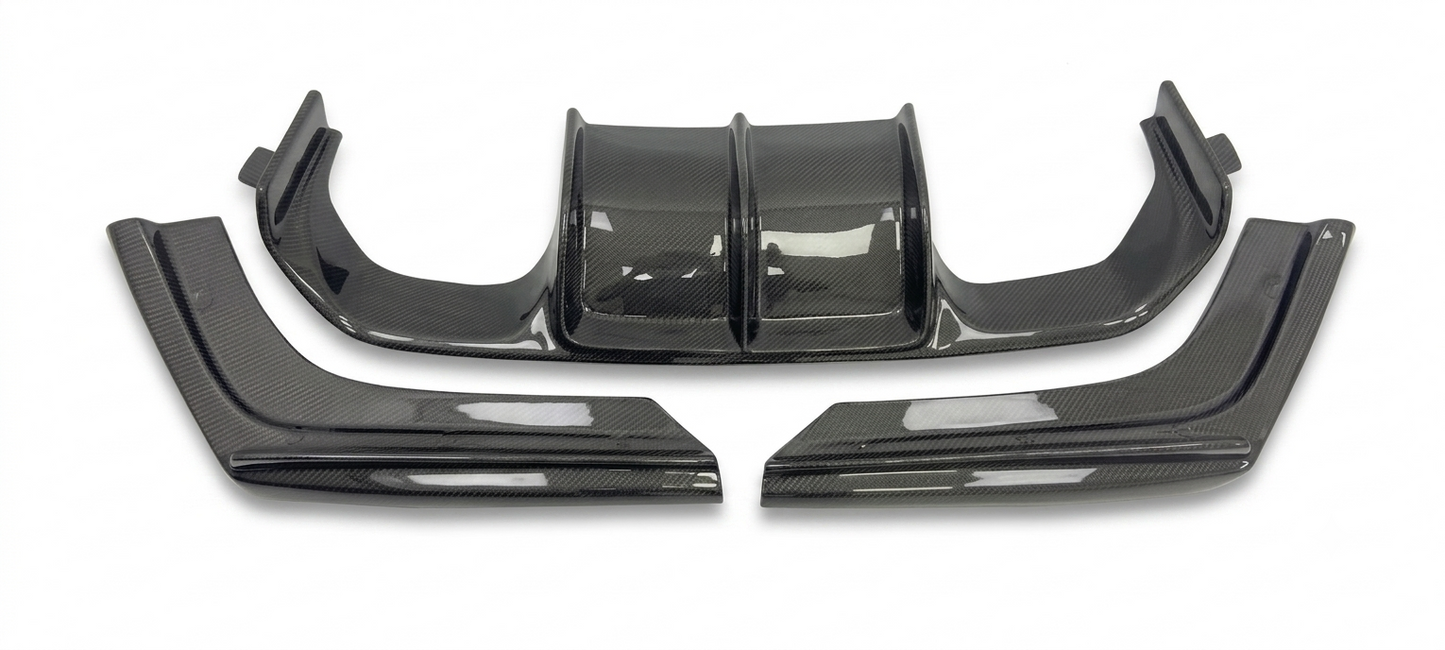 BMW F82 M4 V-Style Rear Diffuser — 3-Piece — Wet Carbon Fiber