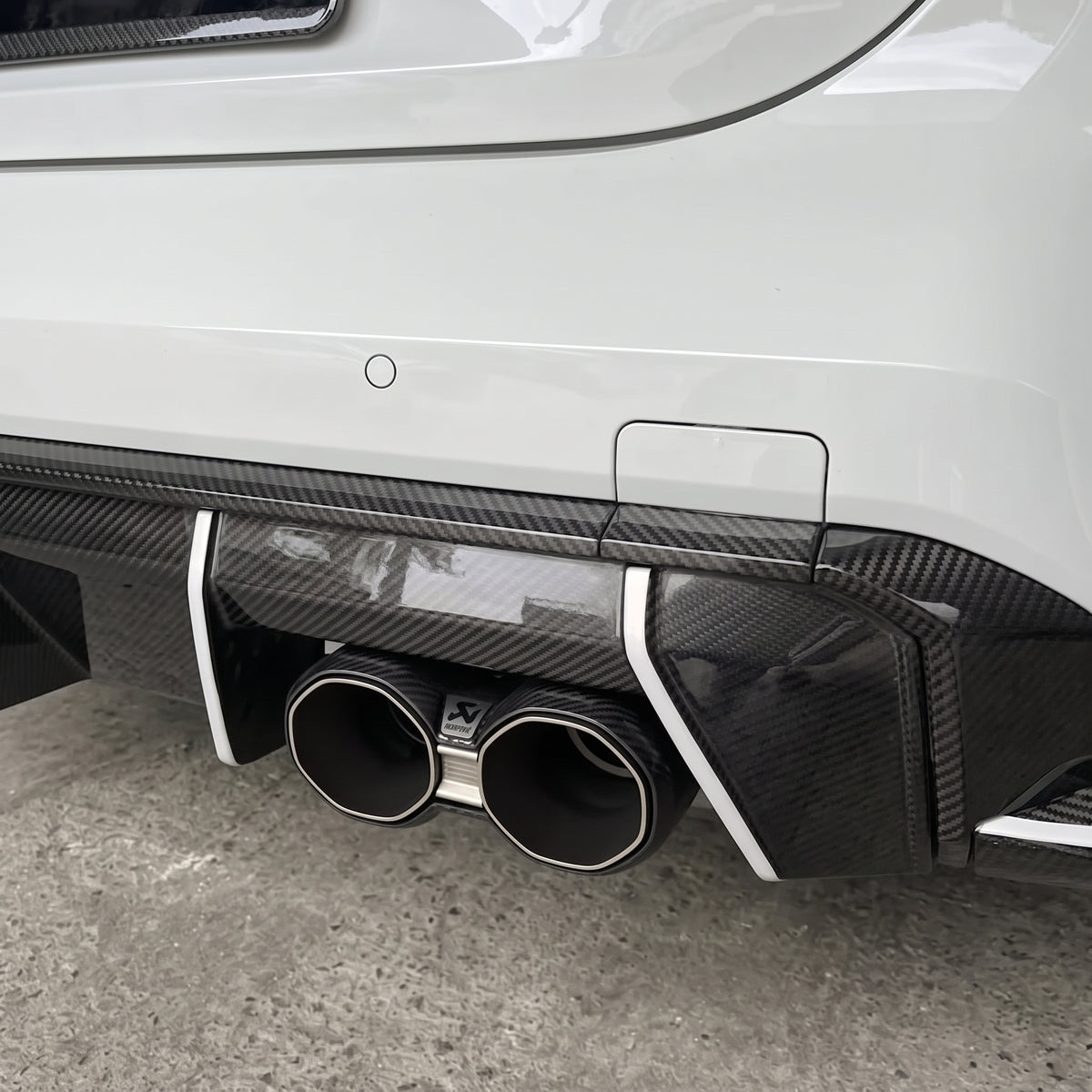 BMW G80 M3 Carbon Fiber Rear Diffuser, Upper Bumper Trim Set, Mirror Caps, & Spoiler (MP Style)