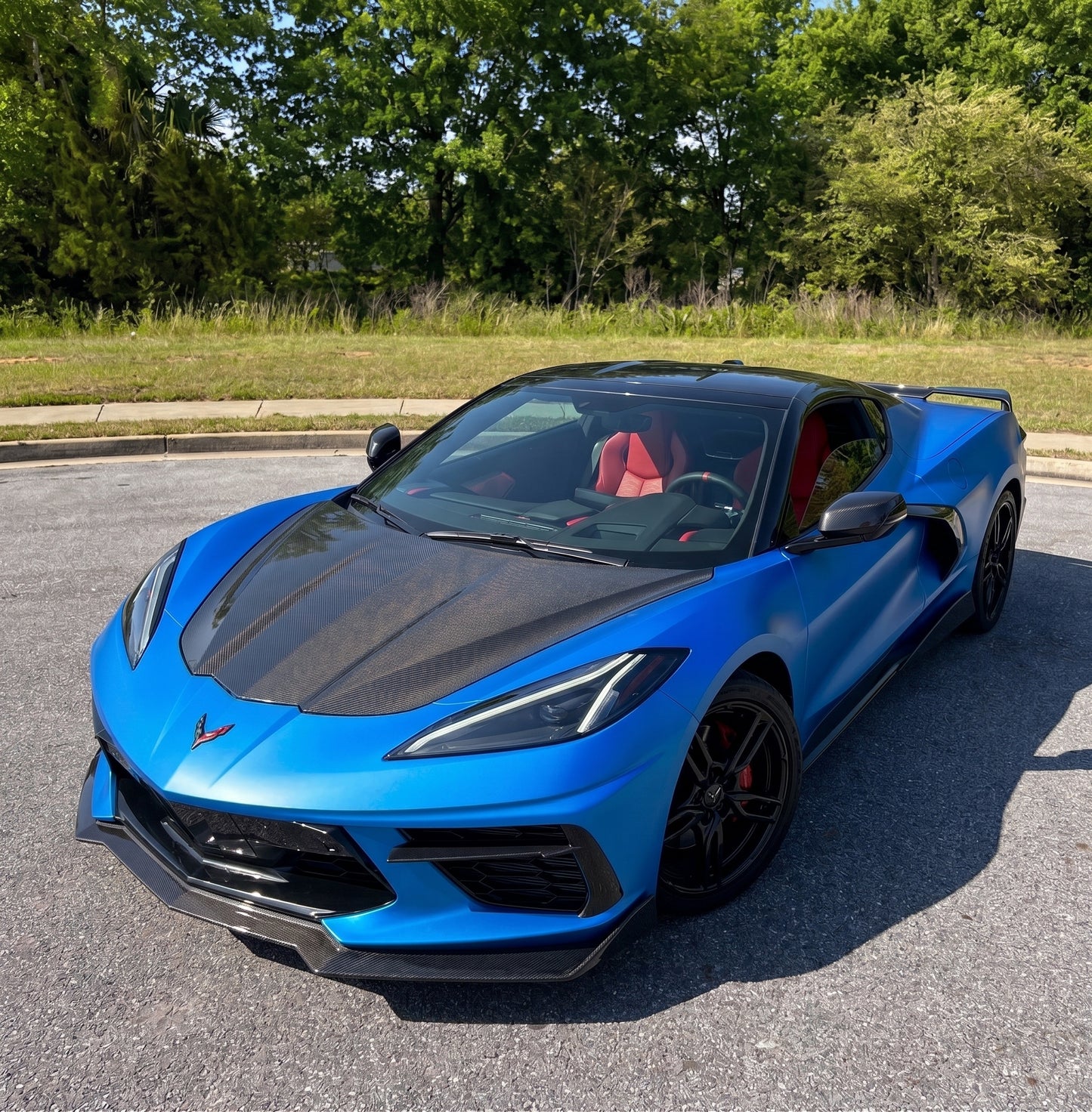 Corvette C8 Z06 Carbon Fiber Aero Package | Double-Sided ST-Style Vented Hood & ZR1-Style High Rear Wing