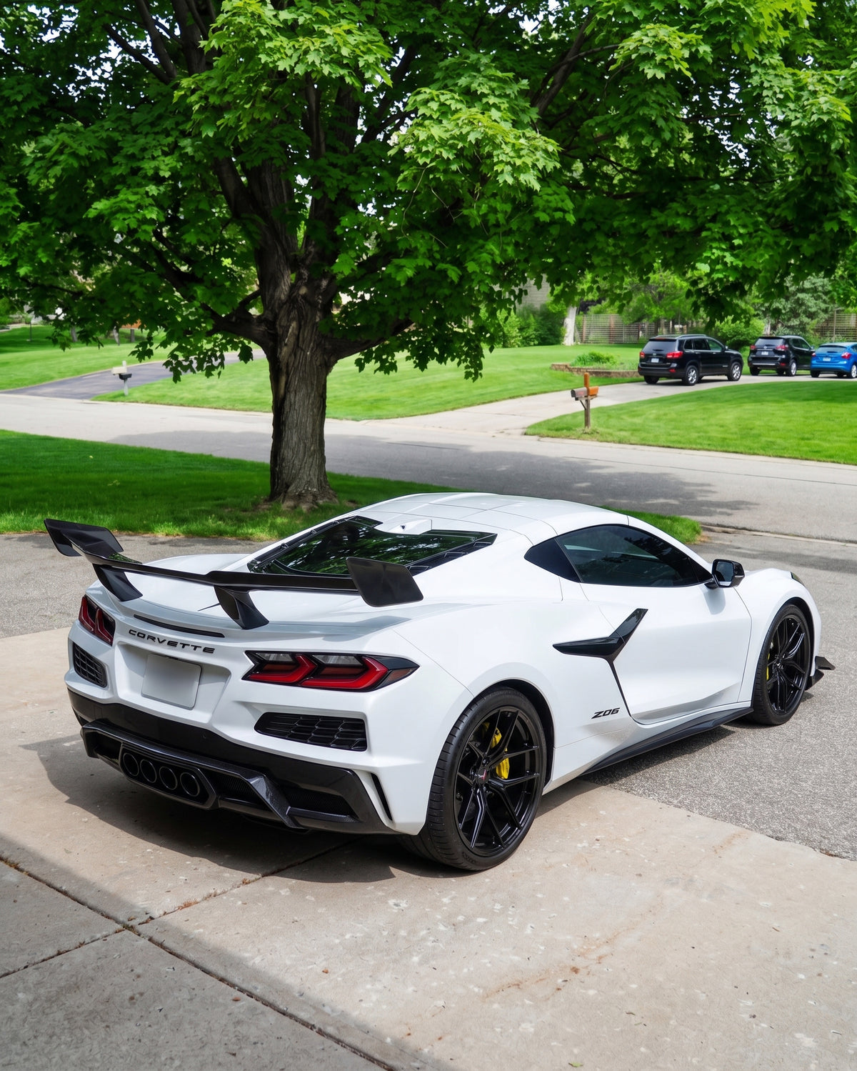 Corvette C8 Z06 Carbon Fiber Aero Package | Double-Sided ST-Style Vented Hood & ZR1-Style High Rear Wing